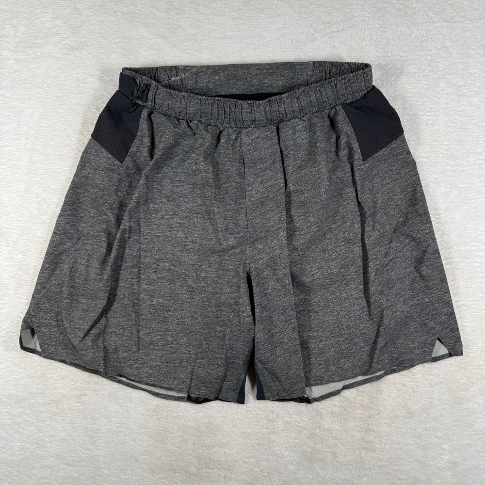 Lululemon Surge Short 6 Mens Small Heathered Black Gray Running Athletic Liner